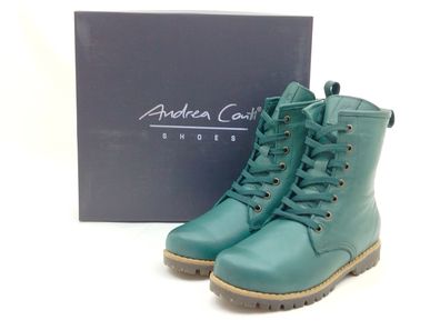 Andrea Conti Damen Schnür Stiefelette mit seitlichem Reißverschluss grün