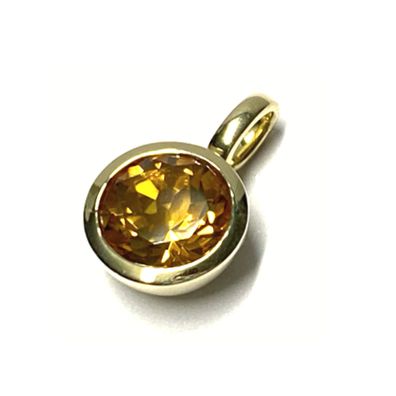 Anhänger 585 Gold Citrin rund facettiert Kettenanhänger Kettengleiter