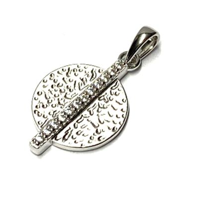 Anhänger 925 Silber rhodiniert Zikonia matt kreisförmig Kettenanhänger