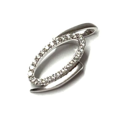 Anhänger 925 Silber rhodiniert Zirkonia Kettengleiter oval matt