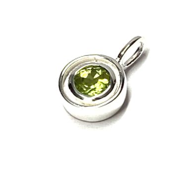 Anhänger 925 Silber Peridot rund facettiert teilweise matt Kettengleiter