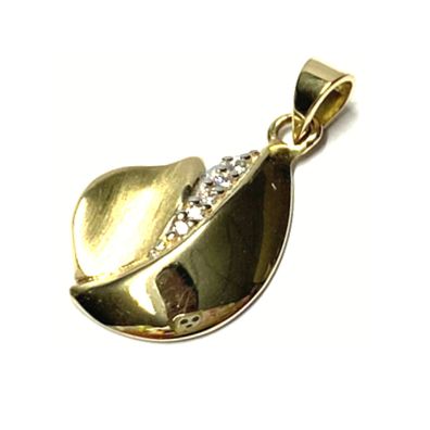 Anhänger 375/- Gold Zirkonia teilweise matt Kettenanhänger