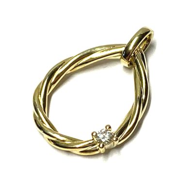 Anhänger 585 Gelbgold Oberfläche Glanz Kordeloptik Brillant 0,05ct w/si Kettenanhänge