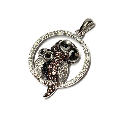 Anhänger 925/- Silber rhodiniert Zirkonia - Eule - Kettenanhänger Kettengleiter Mama