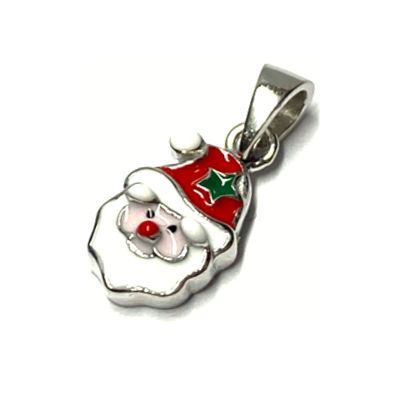 Anhänger 925 Silber rhodiniert kleiner niedlicher Weihnachtsmann - farbig Weihnachten