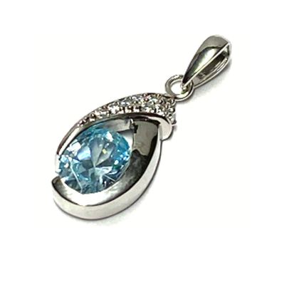 Anhänger 925 Silber Zirkonia hellblau + weiß Kettenanhänger