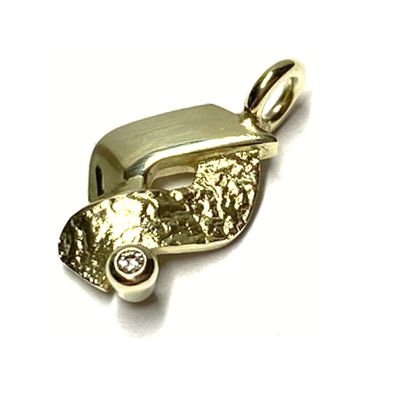 Anhänger 585 Gold Diamant 0,01ct W/si Struktur Kettenanhänger