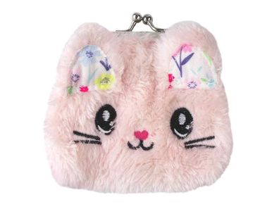Kinderbörse Knipsbörse Katze flauschig rosa