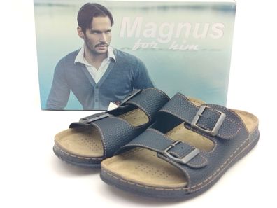 Magnus Herren Pantoletten mit Schnallen schwarz