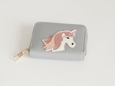 Kinder Geldbörse Mädchen grau – süße Einhorn-Börse für Kinder