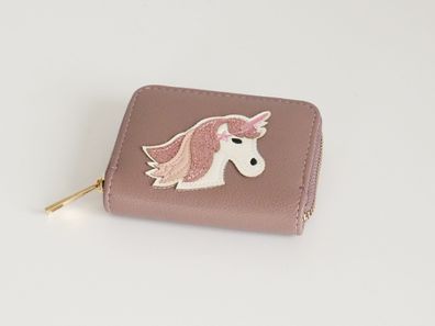 Kinderbörse Einhorn brombeer – glitzernde Mädchenbörse