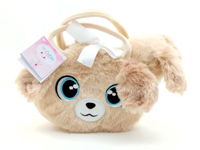 Hellbraune Plüschtasche im Hündchendesign mit hellbraunem Plüschhund
