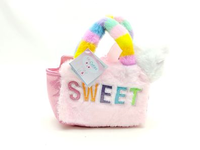 Kinder-Plüschhandtasche „Sweet“ rosa mit weicher Kuschelkatze