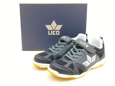 Lico Kinder Klett Sportschuh mit Stretch Zierschnürung schwarz kombiniert