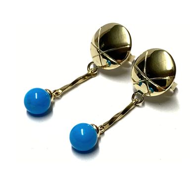 Ohrstecker 333/- Gelbgold Türkiskugel 7mm Glanz Ohrring Unikatschmuck