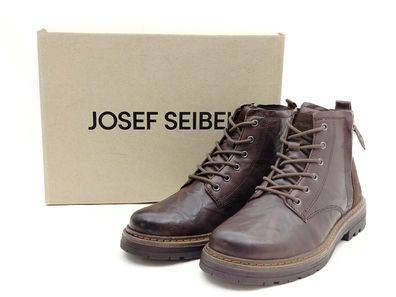 Josef Seibel Herren Knöchel Schnürschuh mit seitlichem Reißverschluss dunkelbraun