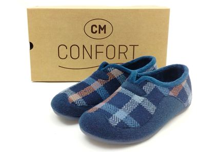 Confort Herren Hausschuh lose Einlage dunkelblau gemustert