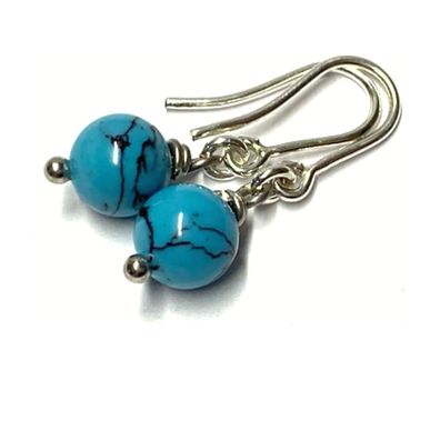 Ohrring Silber 925 Türkis (rek.) 8mm Ohrhänger Trendschmuck