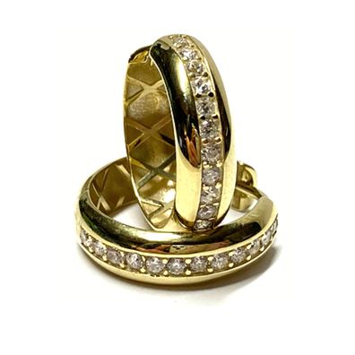 Ohrring 333/- Gold GG Zirkonia schlicht Creole 20mm
