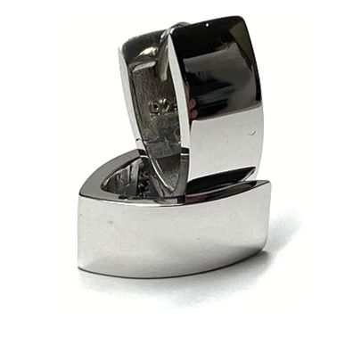 Ohrring 925/- Silber rhodiniert Glanz moderne Form Scharniercreole Creole spitzoval