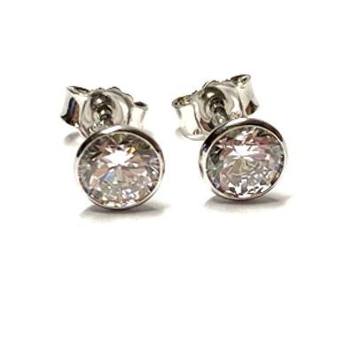 Ohrstecker 925/- Silber rhod Zirkonia Klassiker Solitär 5mm