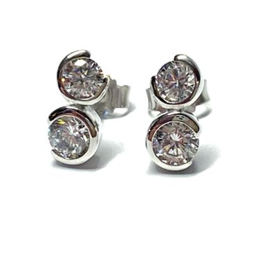 Ohrstecker 925 Silber rhodiniert Zirkonia einfarbig edel Ohrring