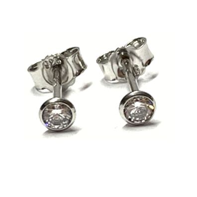 Ohrstecker 925/- Silber rhod Zirkonia Klassiker Solitär 3,5mm