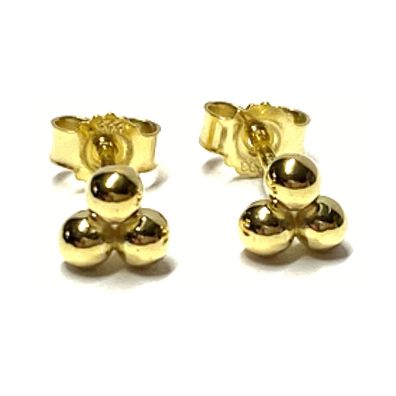 Kugelohrstecker poliert 333/- Gold dreifach 3 Kugeln Ohrring