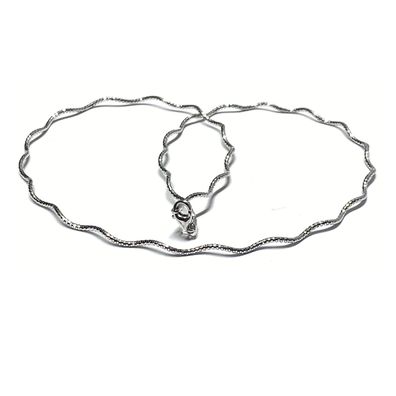 Kette 925/- Silber rhodiniert diamantiert Halsreif Collier Schliff gewellt 45cm