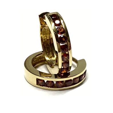 Creolen Gold 375/- Gold Granat rot einfarbig glänzend poliert Klappcreole Scharniercr