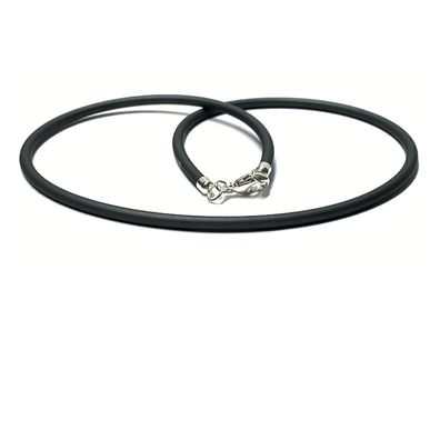 Kautschukband grau 3mm 925 Silber 42cm Kette Halsband