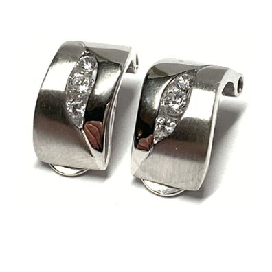 Ohrring 925 Silber rhodiniert Zirkonia Ohrclip Klips teilweise matt