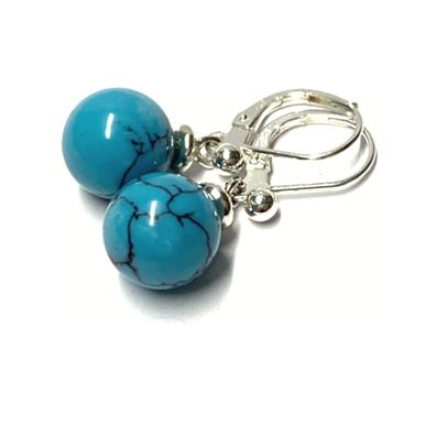 Ohrring Silber 925 Türkis (rek.) 10mm Ohrhänger Trendschmuck Brisur