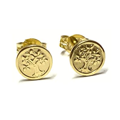 Ohrring 333/- Gold GG Ohrstecker Lebensbaum rund 6,5mm