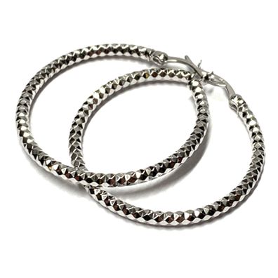 Creole 925 Silber rhodiniert diamantiert rund 35mm Bügelcreole