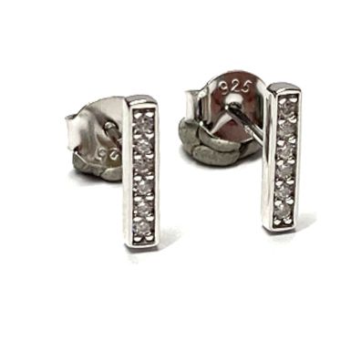 Ohrring 925 Silber rhodiniert Zirkonias Stab Stäbchen Ohrstecker