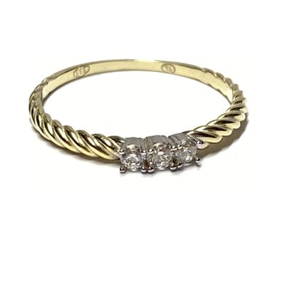Goldring 333/- Gold Zirkonia rund facettiert zart schmal Schmuckring Ring #59