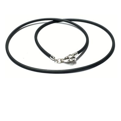 Kette Kautschukband grau 2mm 925 Silber Halsband 50cm