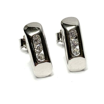 Ohrring 925 Silber rhodiniert Glanz Zirkonia Ohrstecker Steg