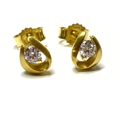 Ohrstecker 333 Gold Zirkonia dezent matt Ohrring