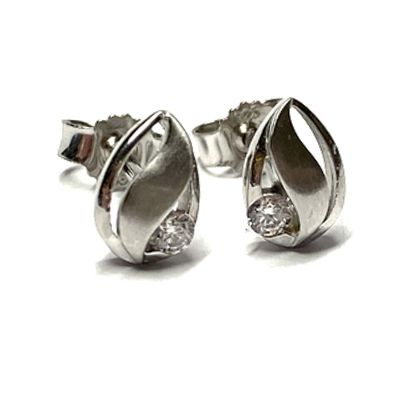 Ohrstecker 925 Silber rhodiniert Zirkonia teilweise matt einfarbig edel