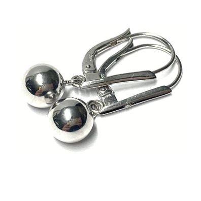 Ohrring Silber 925 rhodiniert Ohrhänger poliert Kugel 7mm