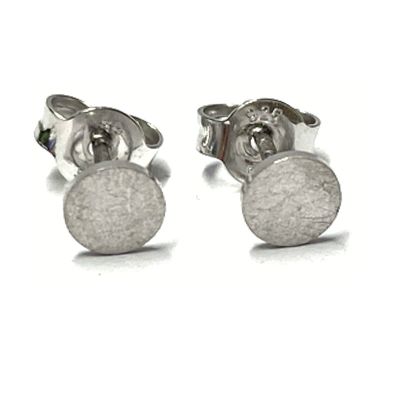 Ohrring 925 Silber rhodiniert eismatt rund 5mm Ohrstecker Scheibe klein