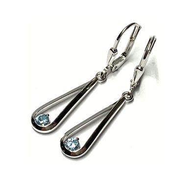 Ohrring 925 Silber rhodiniert Zirkonia hellblau Ohrhänger Brisur tropfen