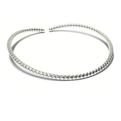 Halsreif 925/- Silber strukturiert teilweise matt Kette Reif tragbar für 40-41cm