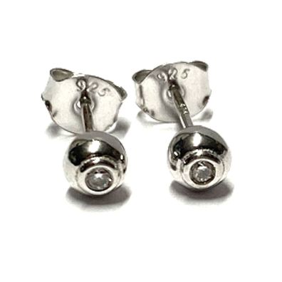 Ohrstecker 925/- Silber rhodiniert Zirkonia Klassiker Solitär Ohrring 5mm