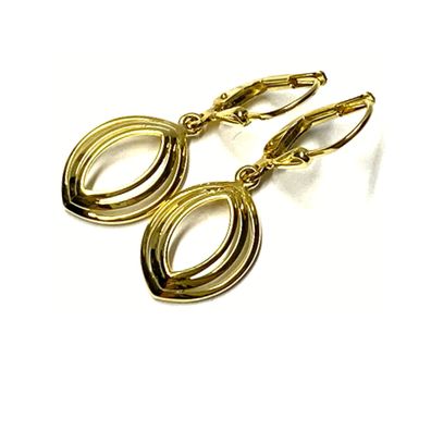 Ohrring 333 Gold navette Form Ohrhänger Brisur neutral einfarbig