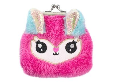 süße flauschige pinke Hase Knipsbörse für Kinder