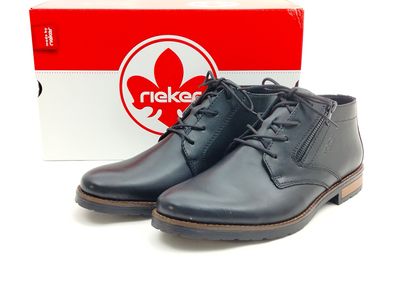Rieker Herren eleganter Schnürboot mit kleinem seitlichem Reißverschluss schwarz