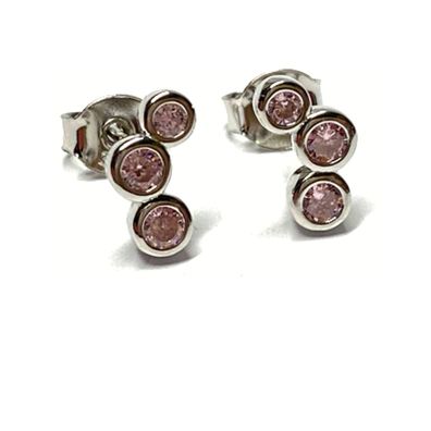 Ohrstecker 925 Silber rhodiniert Zirkonia rosa einfarbig edel Ohrring